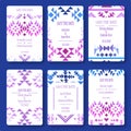Set of vector card templates in ethnic style. Royalty Free Stock Photo