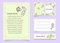 Set vector of card templates with floral elements for business cards, invitations, cards. contour lines flakonchikov for cosmetics Royalty Free Stock Photo