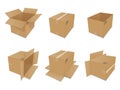 Set of vector cardboard boxes