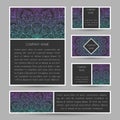 Set of vector cards with abstract mandala ornament. Invitation c