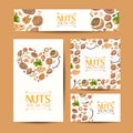 Set of vector cards with nuts and seeds