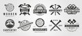 Set of vector carpentry woodwork vintage logo craftsman symbol illustration design Royalty Free Stock Photo