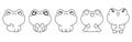 Set of Vector Cartoon Animal Coloring Page. Collection of Kawaii Isolated Frog Outline for Stickers, Baby Shower