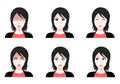 Set of Vector Cartoon Anime Style Expressions. Kawaii Cute Faces. Different Eyes, Mouth, Eyebrows. Anime style, drawn Royalty Free Stock Photo