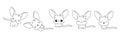 Set of Vector Cartoon Baby Animal Coloring Page. Collection of Kawaii Isolated Kangaroo Outline for Stickers, Baby Royalty Free Stock Photo