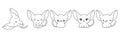 Set of Vector Cartoon Baby Animals Coloring Page. Collection of Kawaii Isolated Sphynx Cat Outline for Stickers, Baby