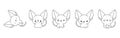 Set of Vector Cartoon Baby Cat Coloring Page. Collection of Kawaii Isolated Abyssinian Cat Outline for Stickers, Baby