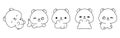 Set of Vector Cartoon Baby Pet Coloring Page. Collection of Kawaii Isolated Baby Hamster Outline for Stickers, Baby