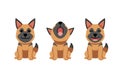 Set of vector cartoon character cute german shepherd dog