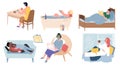 Flat cartoon characters resting and relaxing in various ways,vector illustration concept