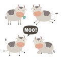 Set of Vector Cartoon Illustration. A Cute Cow for you Design Royalty Free Stock Photo