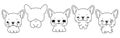 Set of Vector Cartoon Pet Coloring Page. Collection of Kawaii Isolated French Bulldog Dog Outline for Stickers, Baby Royalty Free Stock Photo