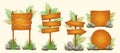 Set of vector cartoon wooden signs of various forms