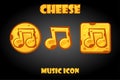 Set of vector cheese music buttons for menu. Royalty Free Stock Photo