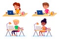 Set of vector children online education illustration in vector.