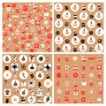 Christmas seamless patterns on a craft paper Royalty Free Stock Photo