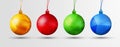 Set of vector Christmas balls with polygonal abstract texture. Royalty Free Stock Photo