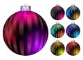 Set of Vector Christmas Balls. Realistic Colorful Xmas Ball. Royalty Free Stock Photo