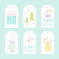 Set of 6 vector christmas gift tags