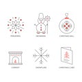 Set of vector Christmas icons outline. Christmas outline icons. Royalty Free Stock Photo