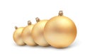 Set of vector Christmas toys in a realistic style Golden balls Royalty Free Stock Photo