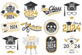 Set of Vector Class of 2024 badges Concept for shirt, print, seal, overlay or stamp, greeting, invitation card