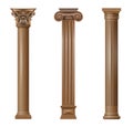 Set of vector classic wood columns Royalty Free Stock Photo