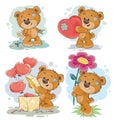 Set vector clip art illustrations of teddy bears