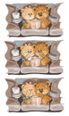 Set vector clip art illustrations Teddy Bears are watching a movie