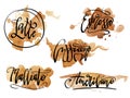 Set of vector coffee spots with signs