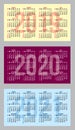 Set of vector color calendar grid templates in business card format Royalty Free Stock Photo