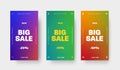 Set of vector color gradient banners with arrows and a discount of 25, 50 and 75% for a big sale and special offer. Royalty Free Stock Photo