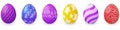 Set of vector colored Easter eggs with different textures isolated on a white background for decoration of Easter cards Royalty Free Stock Photo