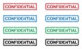 Set of vector colored grunge confidential stamps Royalty Free Stock Photo