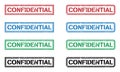 Set of vector colored grunge confidential stamps