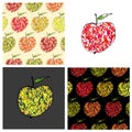 Set of vector colored illustrations and patterns