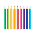 Set of vector colored pencils Realistic set pencils for draw in kindergarten. vector illustration