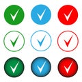 Set of vector colored round checkbox buttons Royalty Free Stock Photo