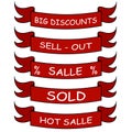 Set of vector colored sales emblems.