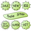 Set of vector colored sales logos.