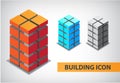 Set of vector colorful 3d office building