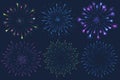 Set of Vector colorful Firework illustration on dark background Royalty Free Stock Photo