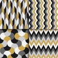 Set of vector colorful geometric seamless patterns. Retro abstract textile backgrounds. Creative repeatable trendy Royalty Free Stock Photo