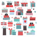 Set of vector colorful present boxes