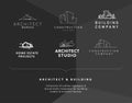 Set of vector construction company brand design templates. Building company and architect bureau insignia, logo illustration isola Royalty Free Stock Photo