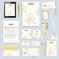 Set of vector corporate identity template. Modern branding stationery mock-up. Colorful molecule and communication Royalty Free Stock Photo