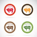 Set of vector cow label Royalty Free Stock Photo