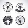 Set of vector an cow label Royalty Free Stock Photo