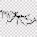 Set of vector cracks isolated on transparent background