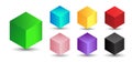 Set of vector cubes with gradients for game, icon, packaging design or logo. Cube illustration isolated on white Royalty Free Stock Photo